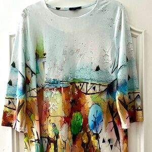 Abstract Multicolor Women's Lighweight Sweater XL